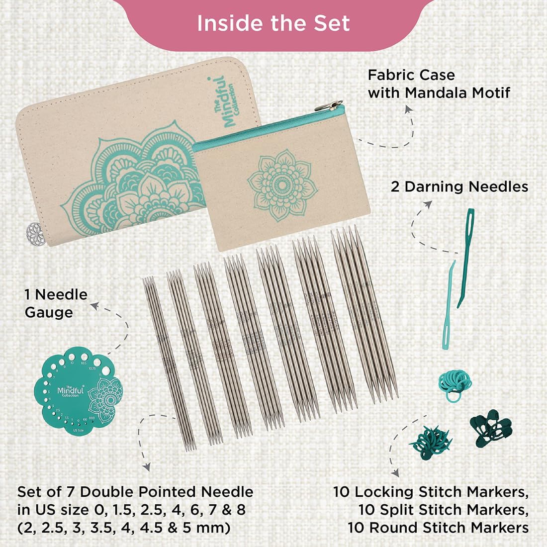 Knitter-s Pride-KnitPro - Sock Needles Set Mindful Grateful 6"