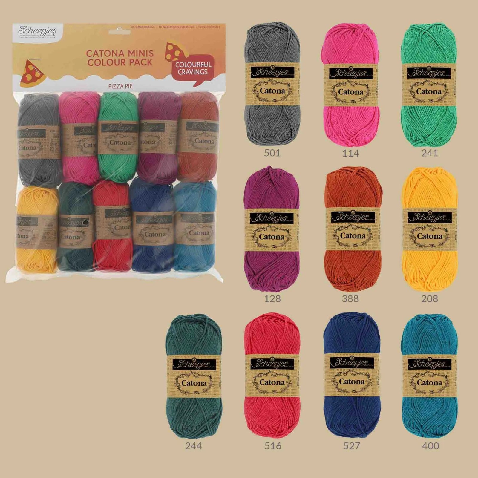 Scheepjes, Catona Color Pack – 10 x 25g Balls