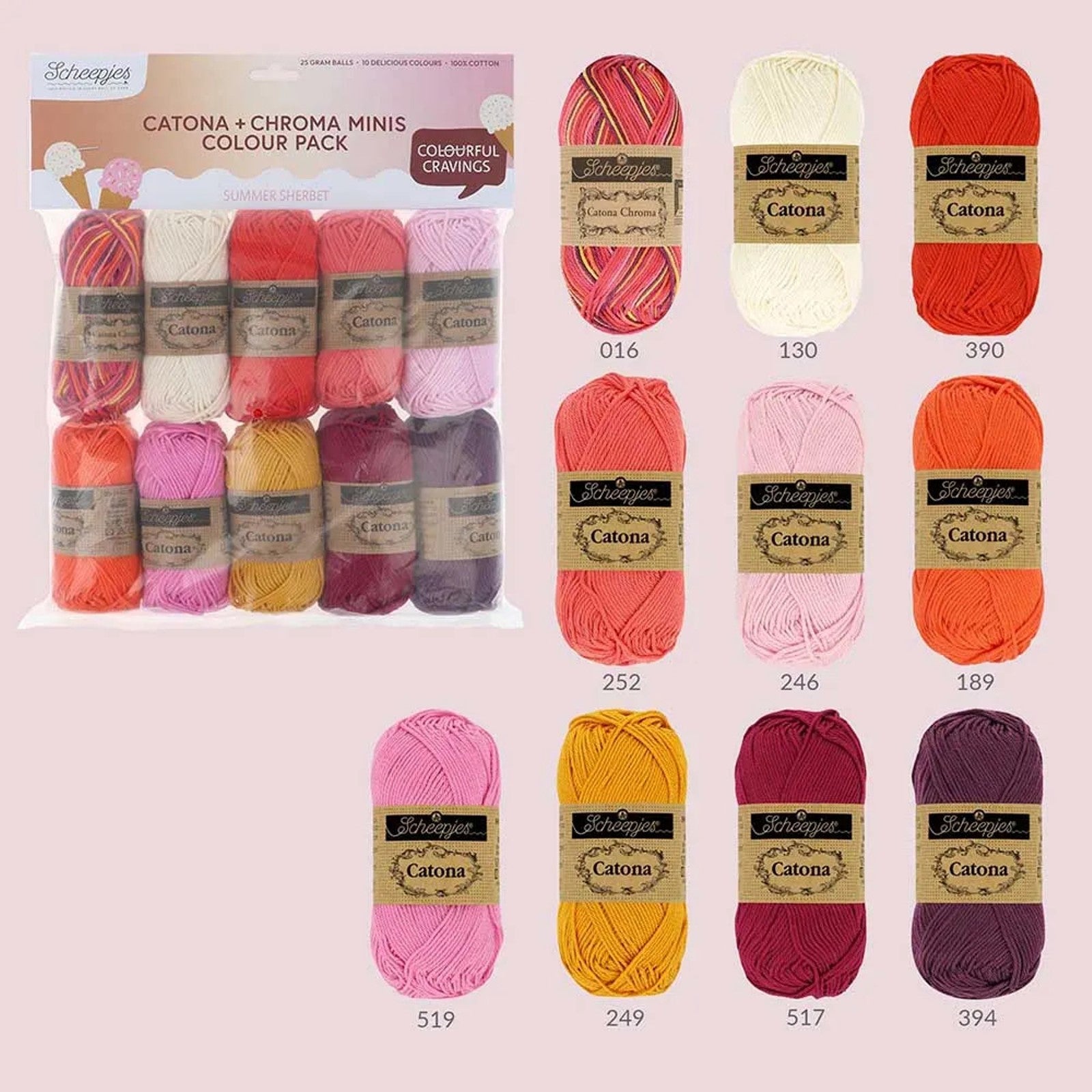 Sachet de 10 pelotes Scheepjes Catona Colour Pack - Crème brûlée Sachet de 10 pelotes Scheepjes Catona Colour Pack - Crème brûlée