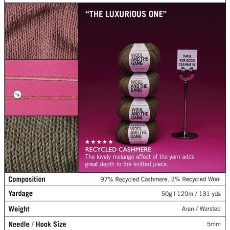 Wool and the Gang, Back for Good Cashmere - YARNBOWWool and the Gang, Back for Good Cashmere